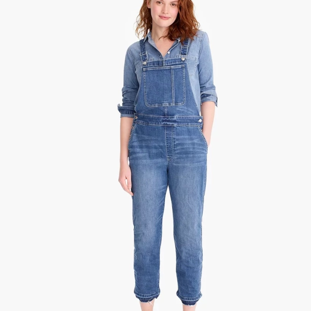J.Crew Womens Straight-Leg Denim Overall With Let-Down Hem Blue  Point Sur XL